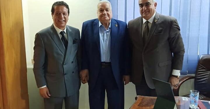 النائب محمد المسعود مع الفريق جلال الهريدي رئيس حزب حماة وطن بعد الانضمام للحزب