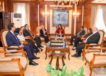 نبياة مكرم وزيرة الهجرة مع أعضاء مجلس النواب عن المصريين بالخارج