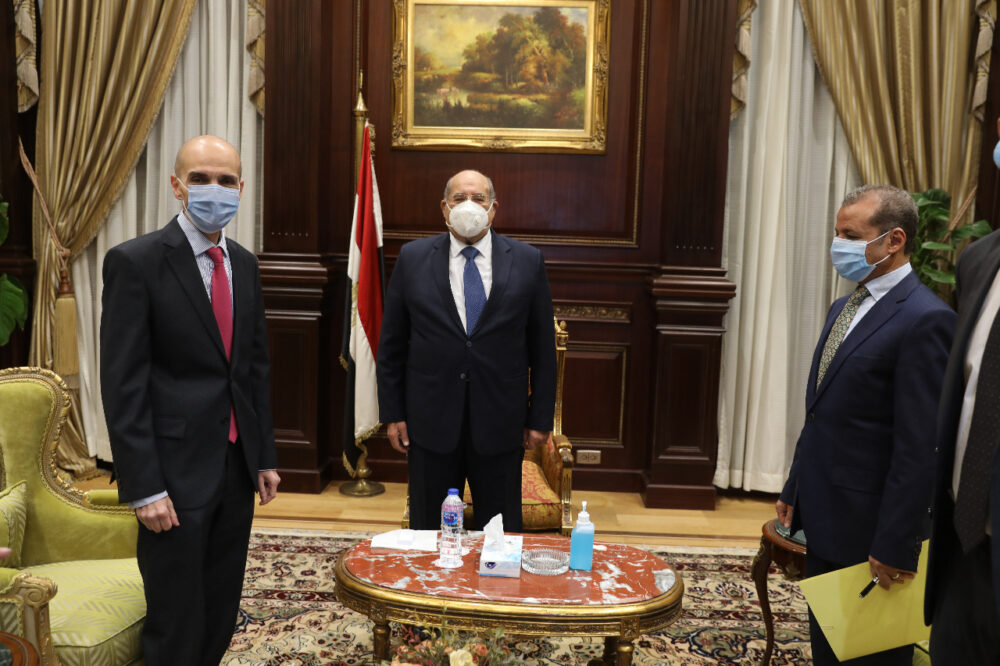 المستشار عبد الوهاب عبد الرازق رئيس مجلس الشيوخ مع سفير حورجيا في مصر